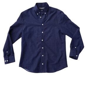 GRAHAM&CO Men's Slim Fit Polka Dot Long Sleeve Shirt Blue S P